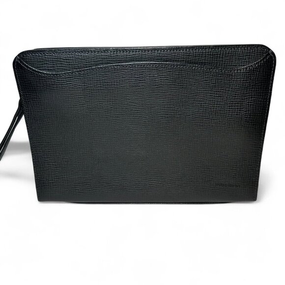 BURBERRY Black Leather Zip Clutch Wristlet, Unisex - Picture 1 of 16